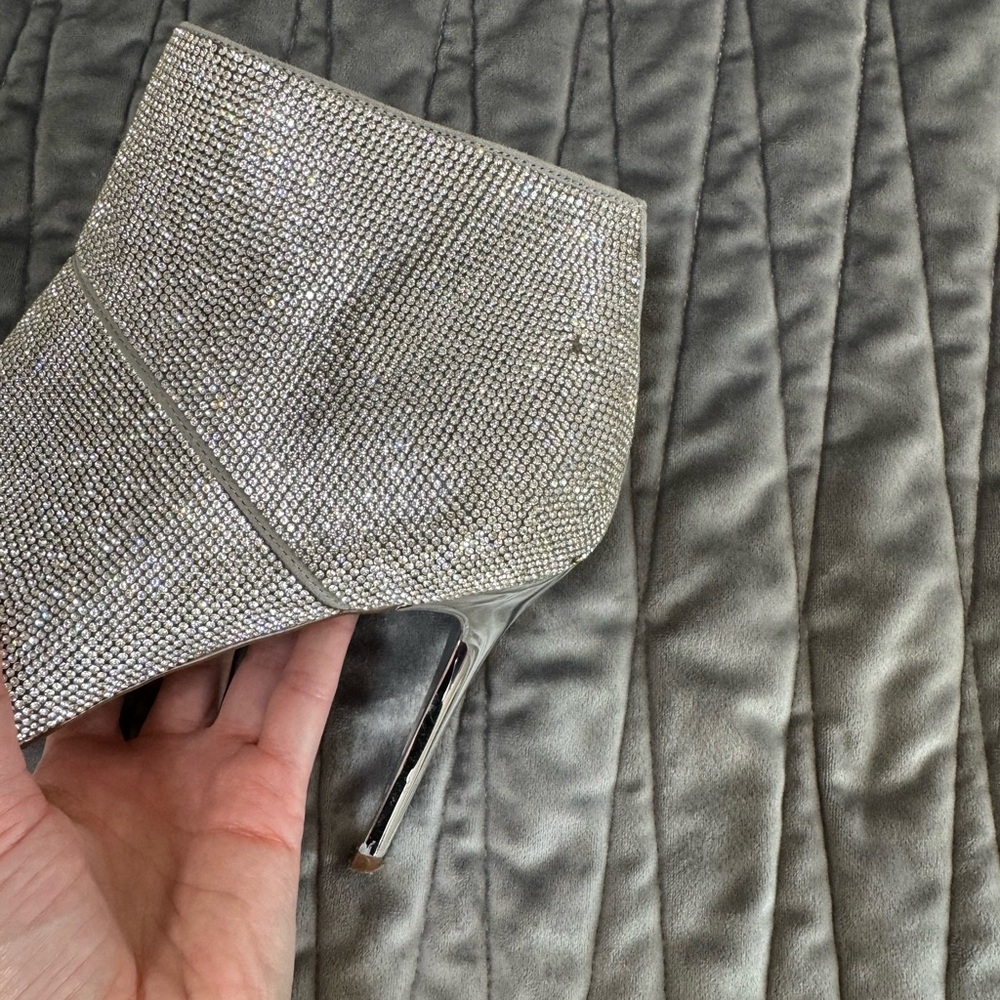 Silver Rhinestone Ankle Boots Steve Madden 9.5 - Picture 3 of 9